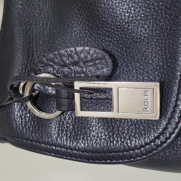 ROLFS Soft black leather shoulder bag Dimensions 10 in X 10 in X 3.5 in - Picture 5 of 16